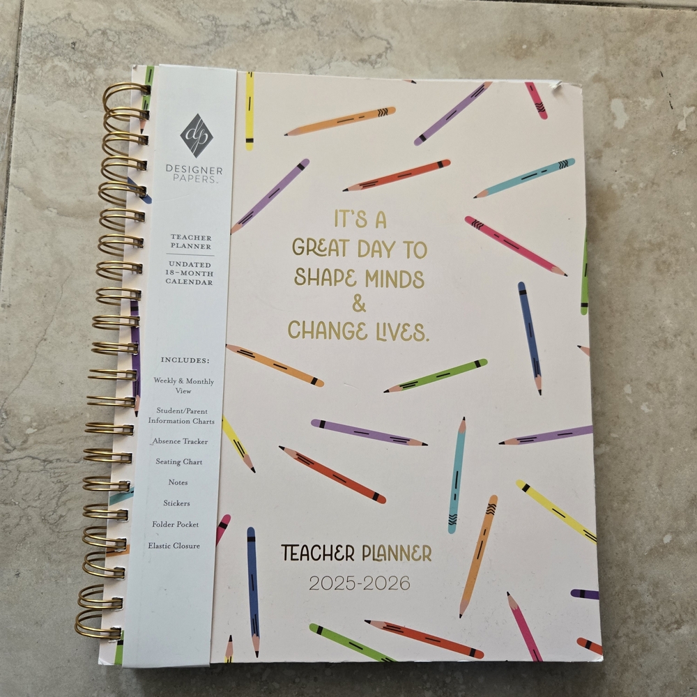 Designer Papers Teacher's Planner Undated 18-month Calendar 2025-2026 NEW